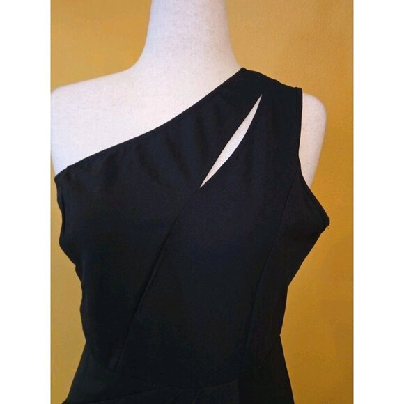 PRETTY GARDEN One Shoulder Black Sleeveless Cutout Party Midi Dress Large NWT - Picture 5 of 10